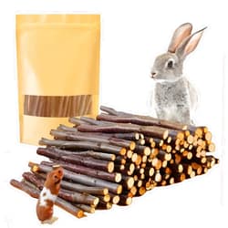 Sadaunbe 600g Organic Apple Sticks Small Animals Molar Wood Treats Toys for Chinchillas Guinea Pig Rabbits Hamster Gerbil Parrot Bunny Chew Stick Toys, 21.2 OZ