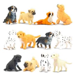 Toymany 12PCS Mini Dog Figurines Playset, Realistic Detailed Plastic Puppy Figures, Hand Painted Emulational Tiny Dogs Animals Toy Set, Cake Toppers Christmas Birthday Gift for Kids Toddlers