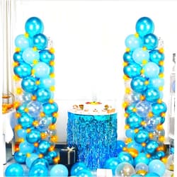 Cicicooie Balloon Column Stand Kit with Balloons & String Light, 2 Set Balloon Holder, 7 Feet Height Adjustable Balloon Tower Pillar with Reusable Metal Telescopic Design for Birthday Party,Wedding (Blue)