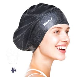 WHALE Extra Large Swim Cap Designed for Men and Women with Thick, Long Hair, Hair Extensions Or Afro-Textured Hair Long-Hair Swim Cap Highly Waterproof to Keep Hair Dry
