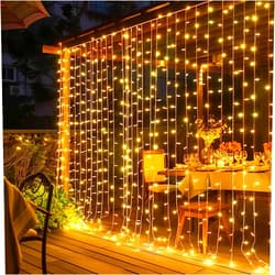 Dazzle Bright 300 LED Curtain Lights, Plug in Fairy Curtain Lights for Bedroom, Christmas Hanging String Lights Outdoor for Window Backdrop Wall Wedding Patio Indoor Dorm Party Decor, Warm White