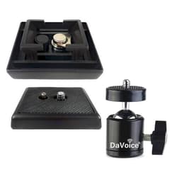 DaVoice Tripod Quick Release Plate Replacement for Vivitar VPT-120/240/360 Barska Deluxe AF10374 Celestron 360 Degree Aluminum Alloy Rotating Swivel Mini Tripod Ball Head 1/4