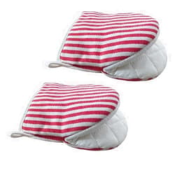 CoekMoed Mini Oven Mitts, Kitchen Oven Gloves Kitchen Mittens 500 Degrees Heat Resistant Baking Gloves with Hanging Loops Hot Gloves for Cooking, Baking (red)