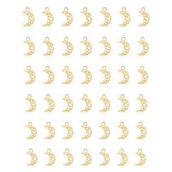 Ruwado 50 Pcs Moon Charms for Jewelry Making 1.8 x 1.1 cm Metal Hollow Moon Shape for DIY Necklace Bracelets Earring Key Ring Crafting Supplies Christmas Décor