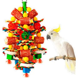 YIXUND Bird Toys, Parrot Toys for Large Birds,Natural Corn cob and Loofah Slices Bird chew Toys for African Grey Parrots, Macaws, Cockatoos, Amazon Parrot and other Small and Medium-Sized Parrot (Colorful)