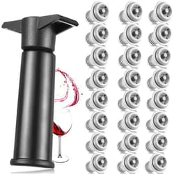 Honoson 18 Pieces Wine Saver Pump with Vacuum Wine Stopper Reusable Wine Preserver Practical Wine Keeper Bottle Sealer Keep Wine Fresh for Kitchen Office Home Adult Party Favor Supplies (Gray)