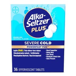 Alka-Seltzer Plus Severe Cold - Sparkling Original Powerfast Fizz Effervescent Common Cold Tablets, Sinus Congestion, Runny Nose, and Dry Cough, 36CT, Packaging May Vary