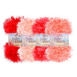BambooMN JubileeYarn Feather Whimsy Eyelash Yarn - 50g/Skein Fine Polyester Fur - Shades of Red - 4 Skeins