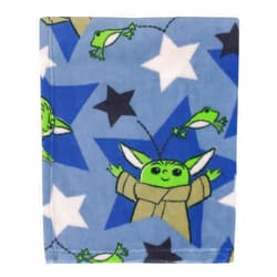 NoJo Star Wars The Child Cutest in The Galaxy Blue, Green, and Gray, Grogu, Stars, and Hover Pod Super Soft Toddler Blanket