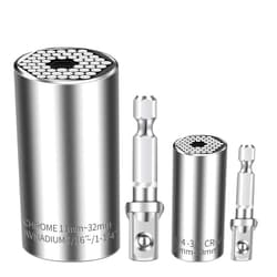 URGENEX Universal Socket Set (11-32mm 7-19mm) Super Socket for Unscrew Any Bolt Multi-Function Universal Socket Tool Kit with Power Drill Adapters Gifts for Men, Father/Dad, Husband, DIY Handyman 4PCS