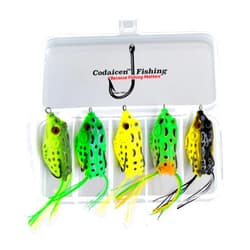 Codaicen Bass Topwater Frog Lures Kit - Soft Plastic Fishing Lures Bait Set 5 Pc - Bass, Pike, Snakehead - Tackle Box for Your Bass Fishing Frogs - Freshwater Fishing Lures