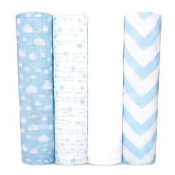 Comfy Cubs Muslin Swaddle Blankets Neutral Receiving Blanket Swaddling, Wrap for Boys and Girls, Baby Essentials, Registry & Gift (Blue)