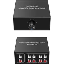 SAIZHUO 4-WayStereo Audio Selector, Bi-Directional L/R Stereo Audio Switcher Splitter Box Suitable for Connecting Blu-ray Players or DVD Players to Multiple Stereo Speakers (4in1out/1in 4out)