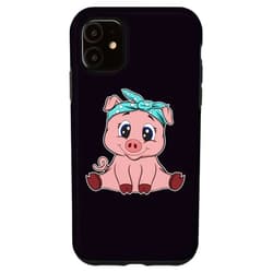 ANIN Cutie Animals iPhone 11 Cute Pig Bandana - Funny Little Piggy Lovers Gift Ideas Case
