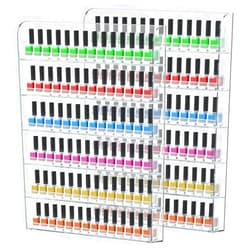 FEMELI 2 Pack Nail Polish Wall Racks 20 * 24 Inch Hold Up to 240 Bottles,Clear Acrylic Nail Polish Shelf Organizer Wall Mounted 6 Rows