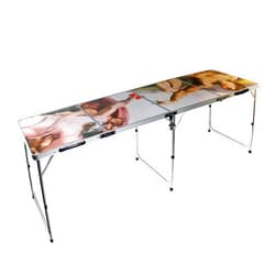 Red Cup Pong 8' Folding Beer Pong Table with Bottle Opener