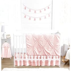 Sweet Jojo Designs Solid Color Blush Pink Shabby Chic Harper Baby Girl Crib Bedding Set 4 Pieces