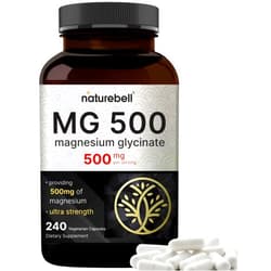 NatureBell Magnesium Glycinate 500mg Per Serving | 240 Veggie Capsule, 100% Chelated & Purified – Non-GMO & Gluten Free