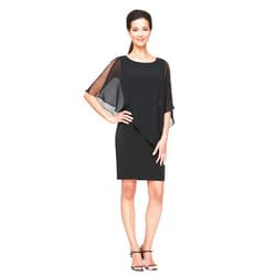 S.L. Fashions Women's Short Chiffon Beaded Capelet Dress (Petite and Regular)