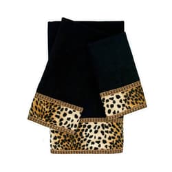 Sherry Kline Leops Black 3-Piece Embellished Towel Set