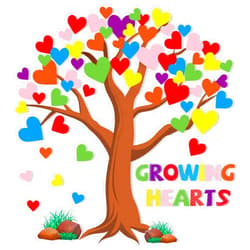 Konsait Tree Heart Bulletin Board Decorations, 101Pcs Colorful Growing Hearts Rocks Trees Cutouts for Classroom & Home Wall Decorations, Year-Round Display