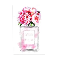 Stupell Industries Glam Perfume Bottle V2 Flower Silver Pink Peony Wall Plaque Art, Proudly Made in USA, 10 x 15, Wall Plaque