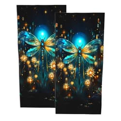 Snowmolle 2 Pack Hand Towels for Bathroom,Glowing Dragonfly Decorative Kitchen Towels Highly Absorbent Soft Towels for Bathroom Beach Spa Gym Face Towel 14x28 Inch