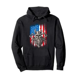 American Flag viking design for men and women American flag viking design nordic mythology Pullover Hoodie