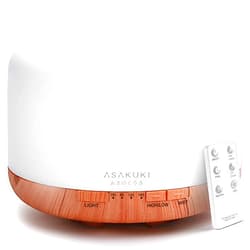 ASAKUKI 500ml Premium, Essential Oil Diffuser with Remote Control, 5 in 1 Ultrasonic Aromatherapy Fragrant Oil Humidifier Vaporizer, Timer and Auto-Off Safety Switch Brown