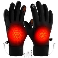 Kannino USB Heated Gloves for Men Women, Full Finger Hand Warmers Gloves 3 Levels Temperature Thermal Heated Mittens Double-Sided Heating Hand Warmers Winter Gifts for Outdoor Skiing Cycling