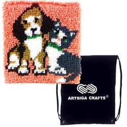 Caron-Wonderart Latch Hook Kit 12 x 12 inches (Finished Size) Best Friends (426185) with 1 Project Bag