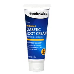 HealthWise Medicated Diabetic Foot Cream | Dimethicone + Petrolatum | Protects and Seals | Relieves Dry Heals | Paraben-Free | Odor-Free | 4.0 oz.