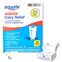 FUSION SHOP STORE Smart choices, meaningful life! Dairy Pills for Lactose Intolerance - Equate Fast Acting Relief Vanilla Flavor, 32 chewable Tablets, Lactaid Chewables, Lactase Enzyme (Pack of 1), Boxed by Fusion Shop Store