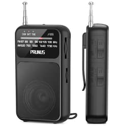 PRUNUS J-555 Pocket Radio AM FM USB-C Charging& Battery Operated, Excellent Reception& Clear Speaker and Headphone Jack, Back Clip, Flashlight, Transistor Radio, Portable Radio AM FM, Mini Radio