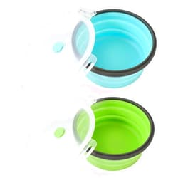 Joyinjojo Collapsible Dog Bowls with Lids, 2 Pack Travel Dog Bowls for Small Size Dogs, Silicone Portable Dog Food Bowls Water Cup Cat Bowls Dish for Camping Traveling Walking, 12 oz 350ml