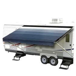 ShadePro - RV Awning Fabric Replacement - Heavy Duty Weatherproof Vinyl - Universal Outdoor Canopy for Camper, Trailer, and Motorhome Awnings - Pacific Blue Blk WG - 18' (Fabric 17' 2