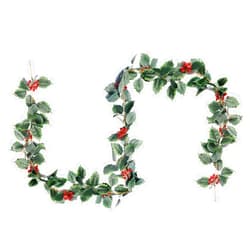 Egghat 5.5 FT Christmas Garland Red Berry and Green Leaf Decoration Xmas Garland with Hanging Loops and Hooks for Indoor Outdoor Home Table Stairs New Year Wedding Party Decor (Simple)