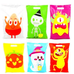 CCINEE 72pcs Halloween Treat Bags, Pumpkin Plastic Candy Tote Bags for Kids Trick or Treat Halloween Party Supply