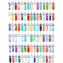 Hicarer 100 Pieces Hexagonal Chakra Crystal Pendant DIY Pendant Gemstone Healing Pointed Stone Beads for Necklace Earrings Bracelet Jewelry Making (Classic Colors Set)