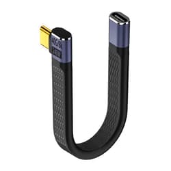 QIANRENON 40Gbps USB4.0 C Female to Male 90° Angle Short Cable 240W Type C 4.0 Socket to Right Angle Plug PD Fast Charging Extension Cable, for Thunderbolt 3/4 Smartphone Tablet,14cm/5.1in (Side Bend)