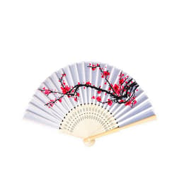 Chinshwehaw Delicate Cherry Blossom Design Folding Fan Favors Silk Folding Hand Fan Wedding Favors Gifts Favors Gifts Fan Girls Ladies Church Wedding Gift Party Favors DIY Decoration Music Festival Party Parade