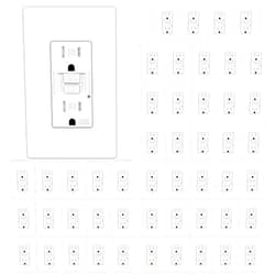 ELECTECK 50 Pack GFCI Outlets 15 Amp, Outdoor Weather Resistant(WR), Self-Test GFI Receptacles with LED Indicator, Ground Fault Circuit Interrupter, Screwless Wallplate Included, UL Listed, White