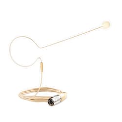 Sujeetec Headset Headworn Microphone - Hirose 4 Pin Plug Head Microphone for Audio Technica Wireless System & Bodypack Transmitter – Beige Single Earhook Omnidirectional Headset Head Mic