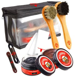 RED MOOSE 8pc Black and Brown Shoe/Boot Cleaning Kit – Polish, Brushes, Cloth, Case