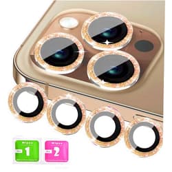 KONVOK [3+1 Compatible with iPhone 11, 11 mini, 11 Pro, 11 Pro Max Camera Lens Protector Glitter Bling, Tempered Glass Clear Camera Cover Screen Protector Ring Accessories, Case Friendly (Gold)