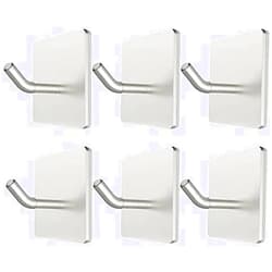 VIVII 6 Pack Adhesive Hooks, 3M Self Adhesive, Metal Wall Sticky Hooks Hanger for Keys Bags Clothes Hat Towel, Kitchen Bath Room Living Room No Drilling Needed