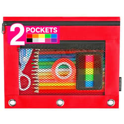 Forvencer Adorable Zipper Pencil Pouch, Cute Zipper Pencil Pouch for 3 Ring Binder, Sturdy Binder Pencil Pouch with Smooth Zippers, Perfect for Students & Back to School, Portable Pencil Bag, Red