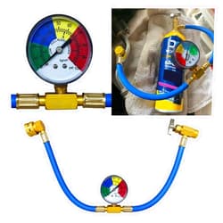 BDZMC R134A Car AC Refrigerant Charge Hose Kit, Car Air Conditioning Recharge Hose with Gauge for Measuring Low-Pressure, 1/2 Inch Can Tap & R134A Quick Coupler for Car/Home AC Refrigerant, 100PSI