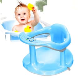 KLQQLK Baby Bath Seat， Portable Toddler Child Bathtub Seat for 6-18 Months，Newborn Baby Bath Seat，Infant Cute Bathtub Support，with Backrest Support and Suction Cups Tub Seats for Babies (Blue)