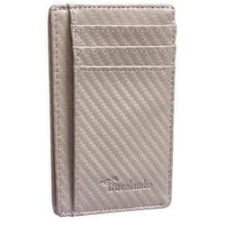 Travelambo Front Pocket Minimalist Leather Slim Wallet RFID Blocking Carbon Fiber Texture